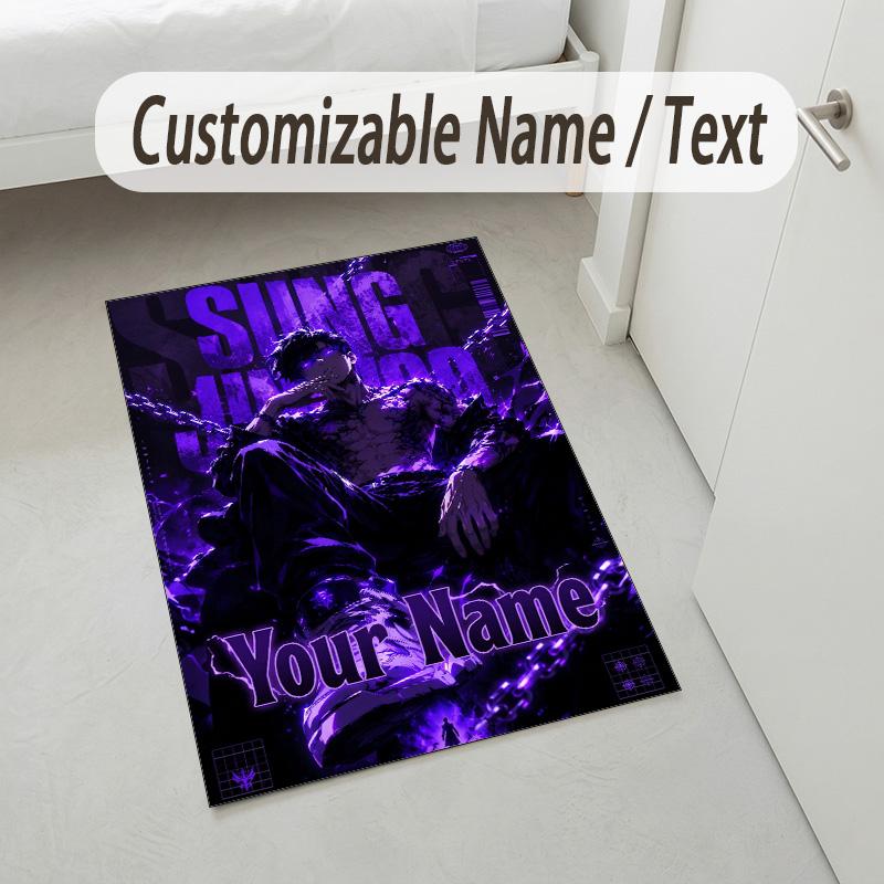 Personalized Crystal Velvet Carpet,Solo Leveling Custom Printed Name, Plush Area Rug For Home Indoor Decor