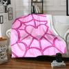 1Pc Pink Heart Web Flannel Blanket, Soft And Comfortable, Casual Warm, Camping Travel, Christmas, Halloween Xmas Gift. G1126