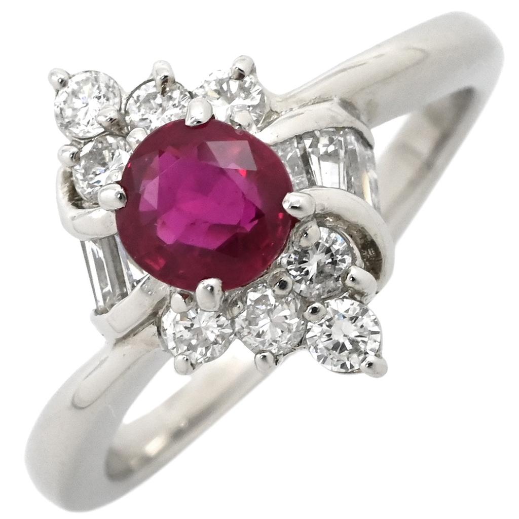 NON BRAND - Ruby 0.63ct Diamond 0.48ctRing ring Pt900/Ruby #10(JP Size) Array