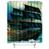 Elegant Sailing Ship Waterproof Shower Curtain Brings Coastal Charm to Your Bathroom, Perfect for Ocean Lovers