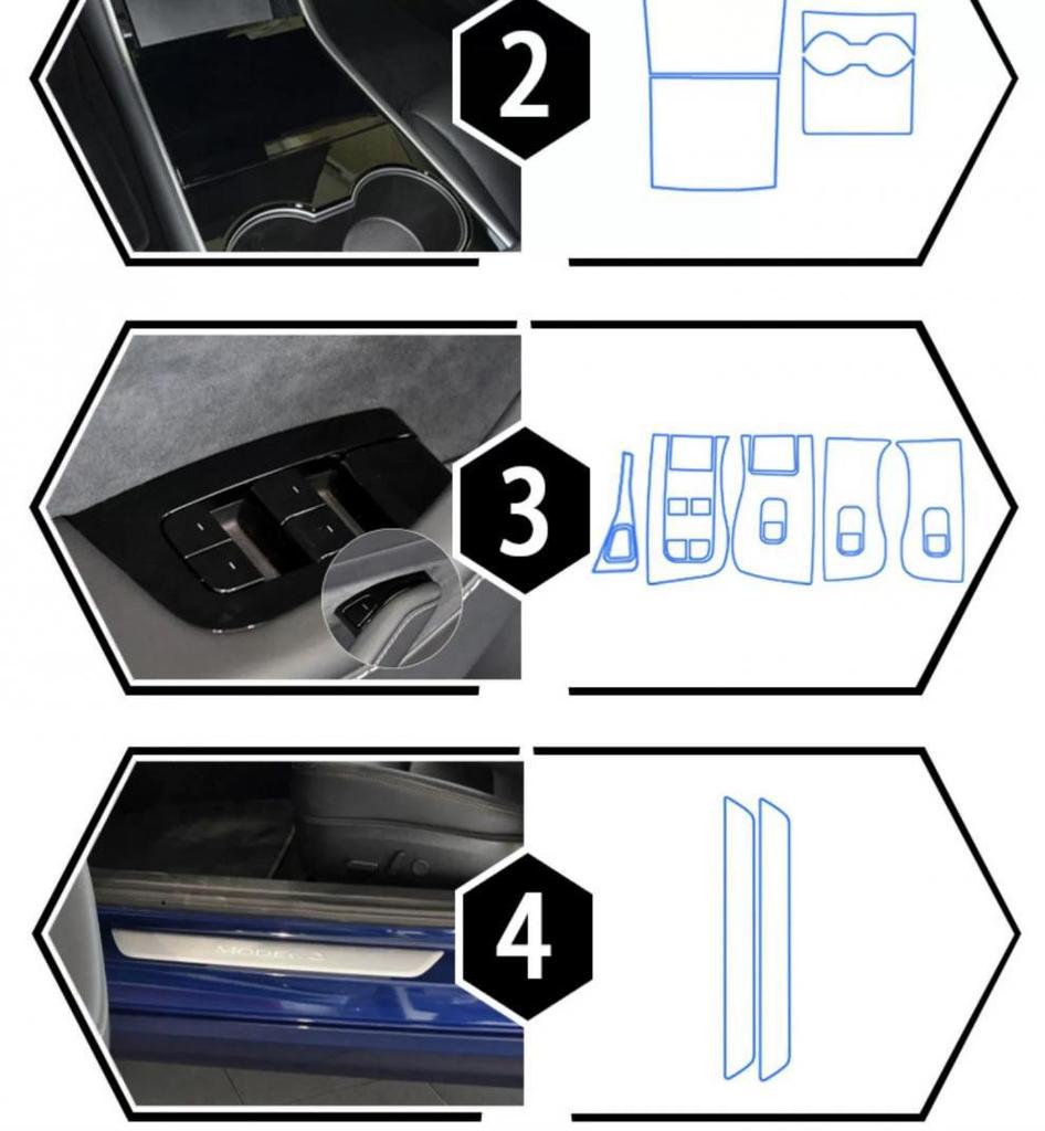 Tesla Model 3/Y Interior Protective Film for Center Console, Navigation & Gear Shift