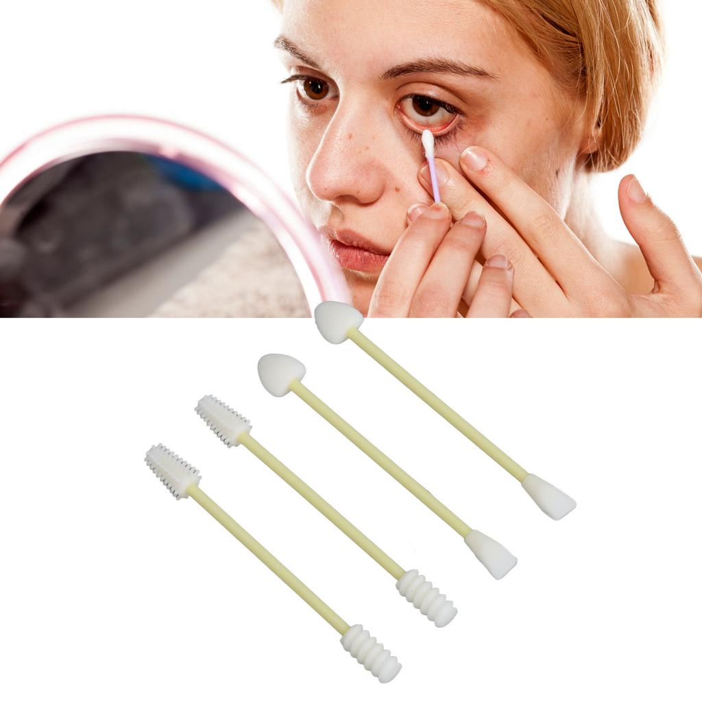 4ks silikonové vatové tampony Opakovaně použitelné tampóny na líčení vatové tyčinky s dvojitým hrotem do uší Baby Beauty Cosm