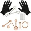 Stainless Steel Piercing Tool Kit Body Piercing Jewelry Set Lip Nose Ear Navel Button Rings Non Rusting Non Fading with