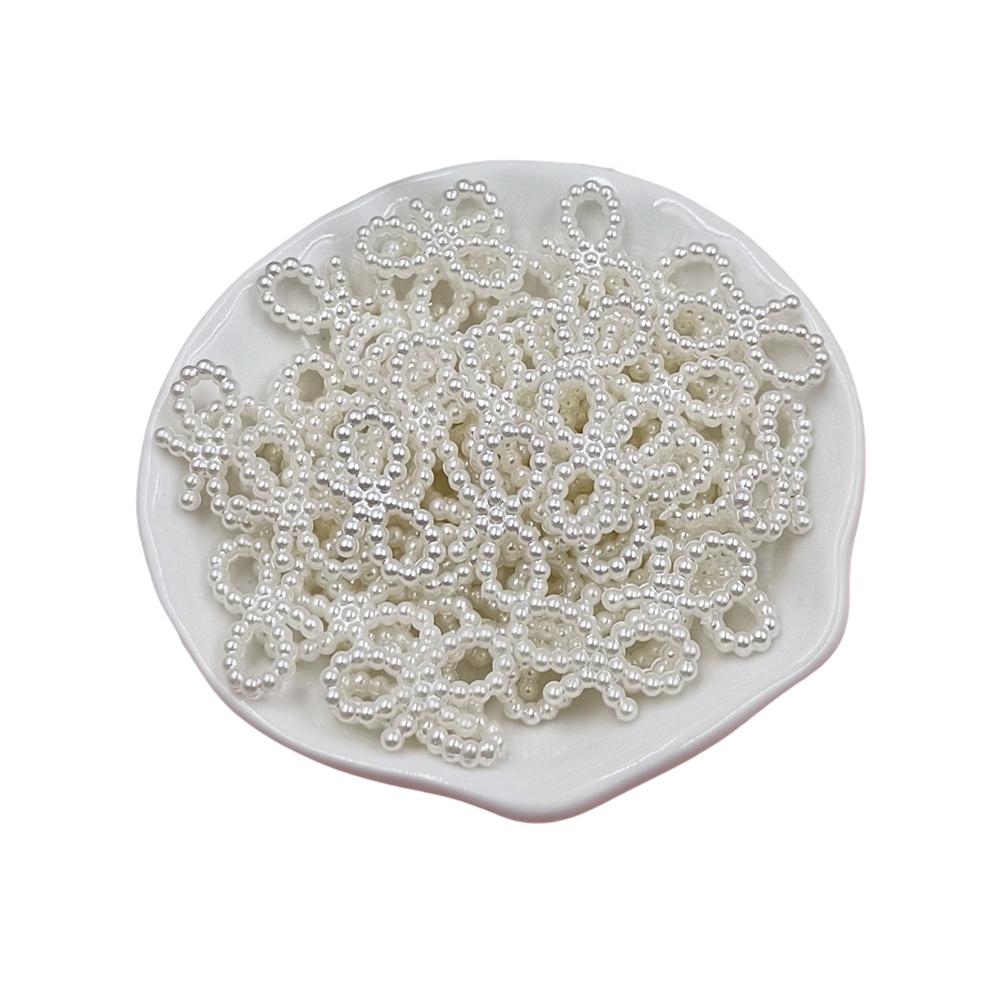 Creative Nail Decoration Charms DIY White Color 40pcs/pack Heart Star Flower Loose Beads for Jewelry Making Crafts ABS Hollow Pearl Geometry
