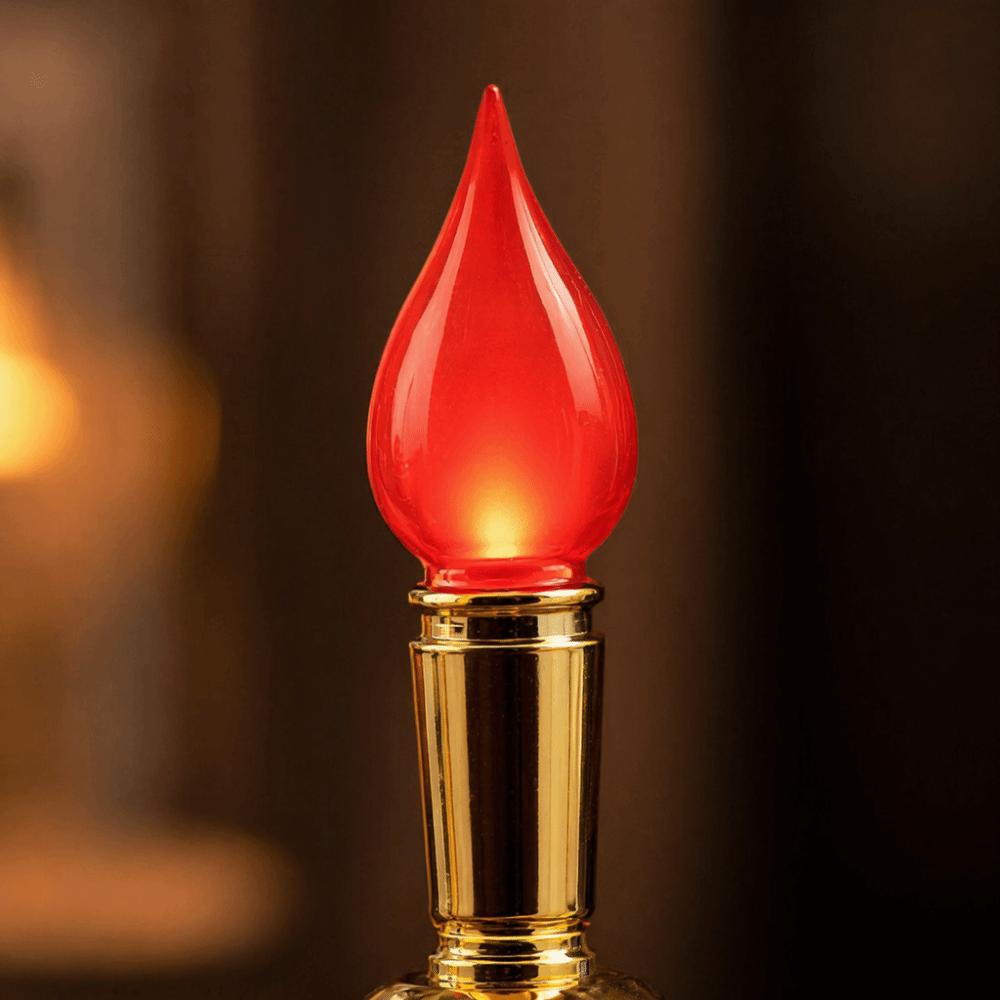 2pcs Red Lotus LED Decor Lamp 9.1x3 In Dual Power Table Light  Yoga Room Furnishing