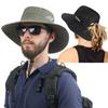 Novo chapéu de sol outdoor masculino e feminino com orifício para rabo de cavalo, chapéu bucket, proteção solar, chapéu de sol, chapéu de caminhada ao ar livre