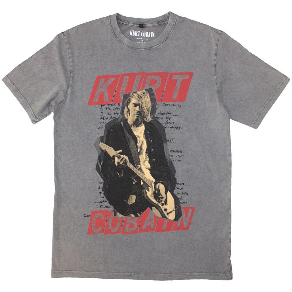 Kurt Cobain Unisex Stone Wash T-Shirt: Collage (Small) S
