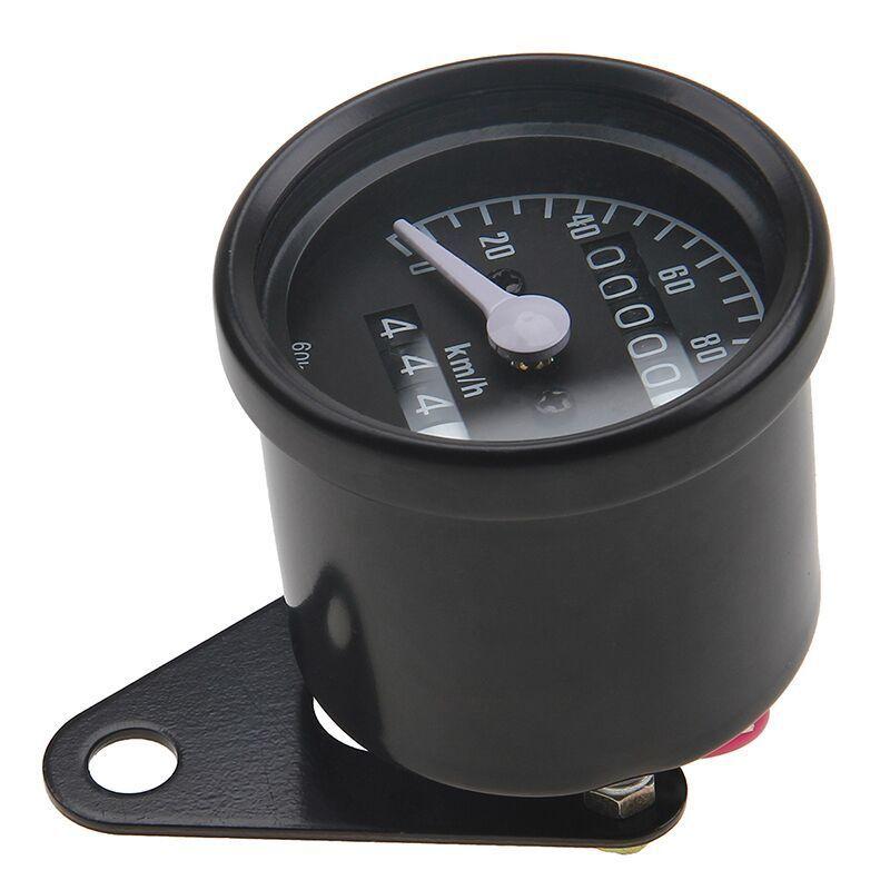 Universal Motorcycle Mechanical Dual Odometer Speedometer Gauge Speed Line Interface Metal Chrome Black Motorbike чёрный