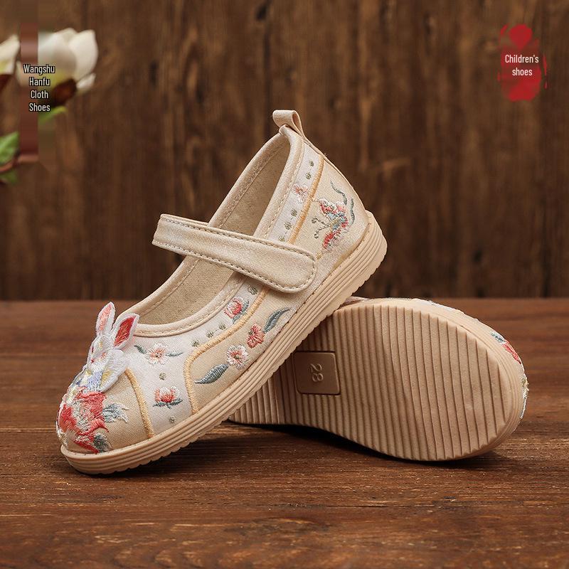Princess Tang Hanfu Embroidered Shoes - Ethnic Style Children's Costume Footwear