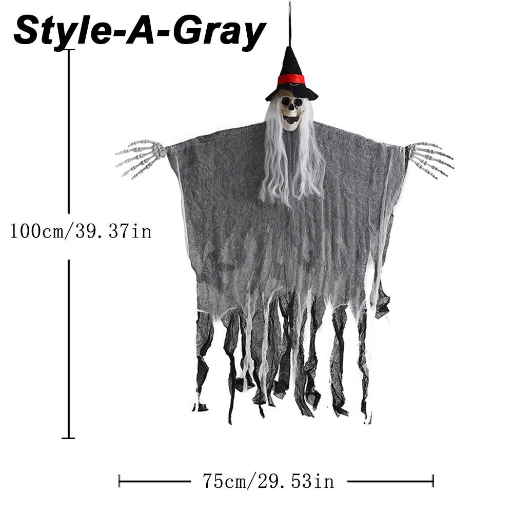 Halloween Pumpkin Hanging Ghost Party Decorations Hanging Green Light Light-emitting Sound Props Yard Ghost House Decoration