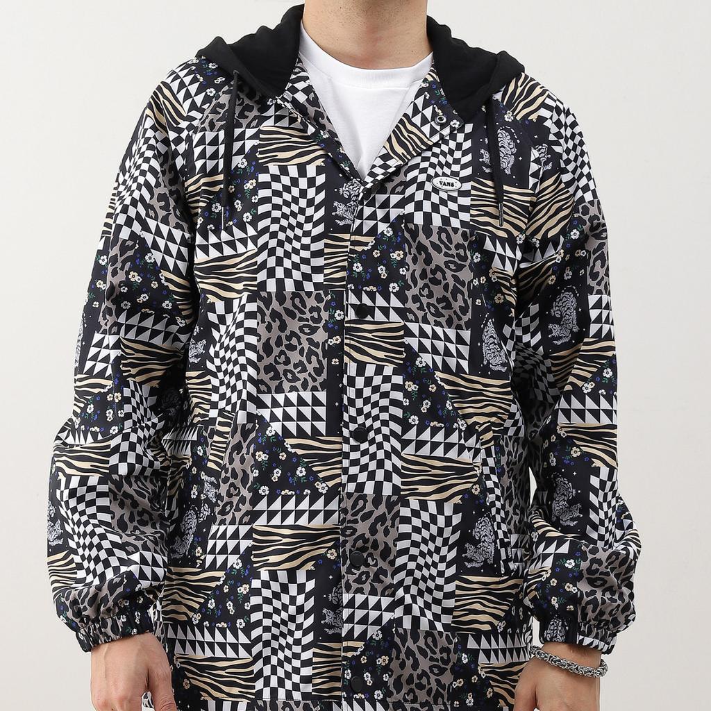 Vans All Over Print Casual Hooded Jacket Men Jackets Black VN0A7Q1CYAK