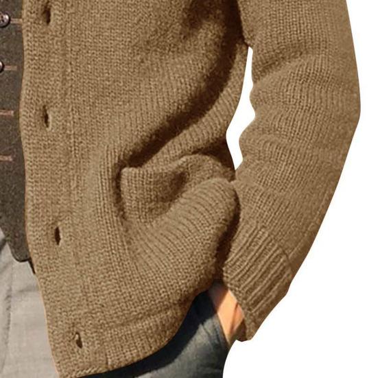 Cappotto a Maglia Ispessito Resistente al Freddo Morbido Chic da Uomo Autunno Inverno Colore Unico Abbottonatura a Bottoni per il Lavoro