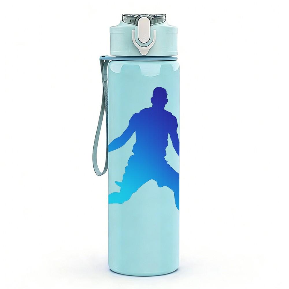 1PC Basketball Player Athlete Silhouette Print 750ml Color Plastic Sports Water Bottle Leakproof Flip Straw Lid Suitable for Sports Office Home Use