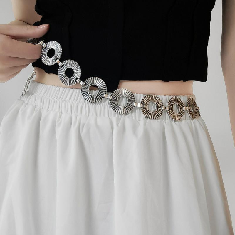 Women'S Fashion Circle Metal Chain Belt Fringes Ring Waist Chain Clothes Belt Waistband For Summer Beach