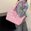 Embroidery Thread, Square Plaid Cotton Clothing Bag, Largecapacity Bag, Women's New Padded Underarm Bag, Shoulder Tote Bag.