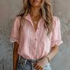 Sommer Spitzenhemd Damen Locker Übergröße Kurzarm Lässig Süß Locker Bluse Elegant Mode Revers Büro Oberteile Hohl Damen Einfarbig Kleidung