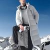 FILA Fitness Series Solid Color Zipper Hooded Long Down Jacket Men outerwear Light-Blue Gray A11M341906F-GY