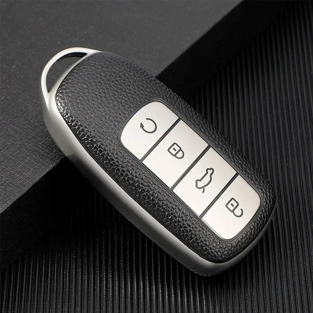 1x Car Interior Keychain Protector Car Smart 4 Button Key Case Cover Shell Bag for Chery Tiggo 8 Pro Tiggo 8plus New 5 Plus 7pro