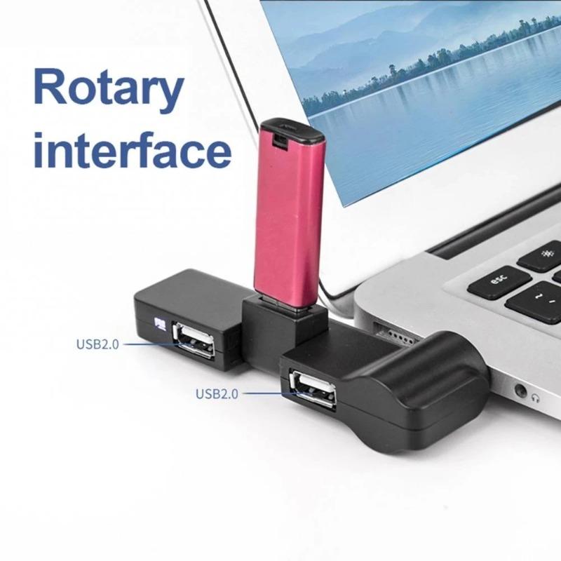 Creative USB 2.0 4 Port Hub 90°/180° Degree Rotatable USB Expansion Allocator Data Cable Adapter Connector for PC Laptop