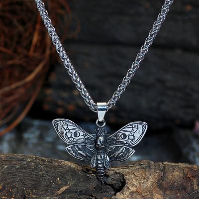 Nowy wysokiej jakości stal nierdzewna 316L piracka czaszka robak skrzydło naszyjnik wisiorek męska biżuteria amulet naszyjnik na prezent