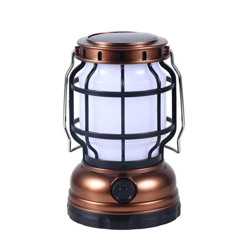 Solar Lantern Waterproof Camping Lantern Rechargeable Camping Light with Emergency Power Bank Flickering Flame Hanging LED Light