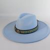 Felt Hat with Vintage Leather Belt, Fashionable European and American Jazz, Classic Church Style, Wide Brim, 9.5cm