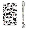 New Panda Printing Plastic Card Holder with Long Lanyard Slide Card Case ID Card Protective Cover