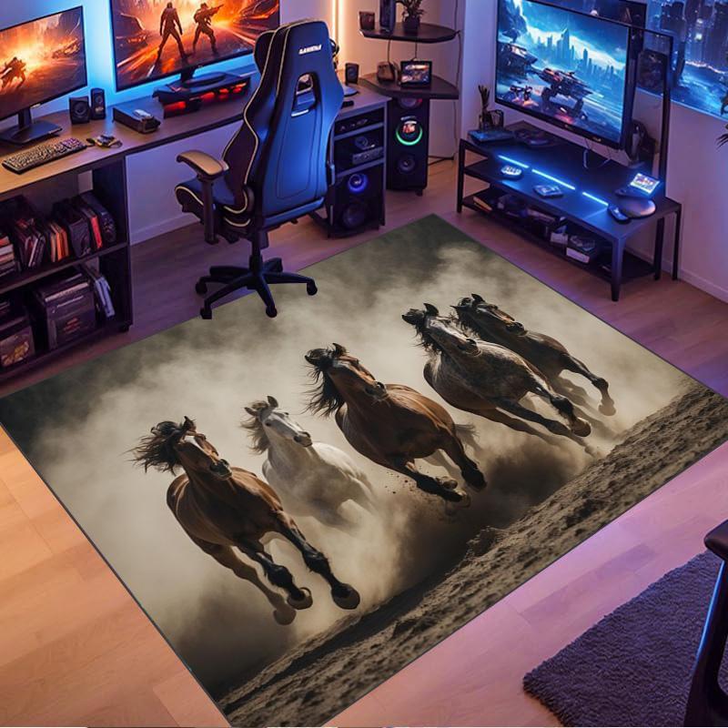 Galloping Horses Doormat, Non-Slip Floor Rug for Living Room Bedroom