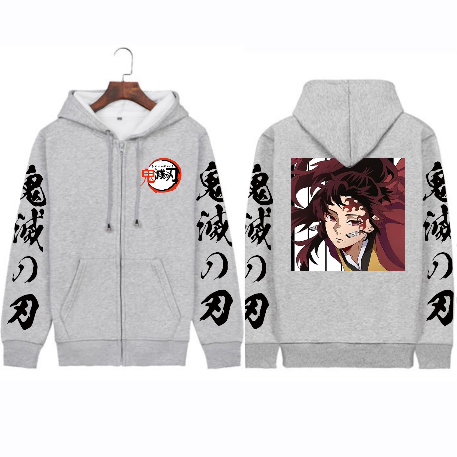 

Аниме Demon Slayer Tsugikuni Yoriichi толстовки с капюшоном зимний пуловер с принтом аниме для женщин и мужчин теплые удобные лоскутные толстовки 4XL серый