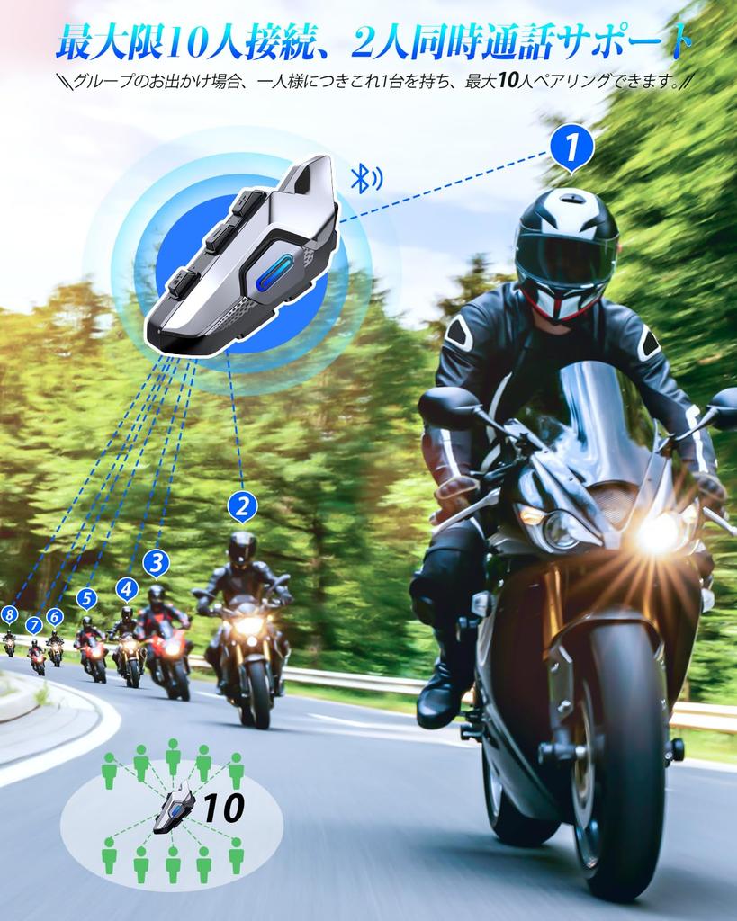 Charmelife Motorcycle Intercom Simultaneous 35 Hours of Continuous Stable Bluetooth 2000m Communication Intercom for Talking and Listening to