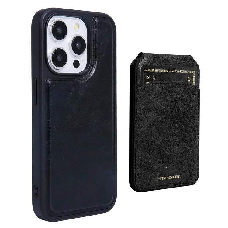 

For iPhone 15 Pro Case Crazy Horse Texture PU Leather+TPU Phone Cover with Magnetic Card Holder