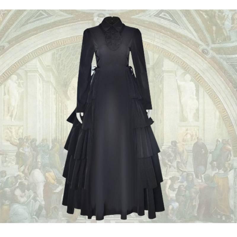 Victorian Medieval Halloween Renaissance Princess Dress Cosplay Costume Black
