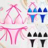 Women’s Solid Color Triangle Bikini Set, Sexy Colorblock Tankini Bathing Suit Two-Piece Halter Tie Side Swimwear