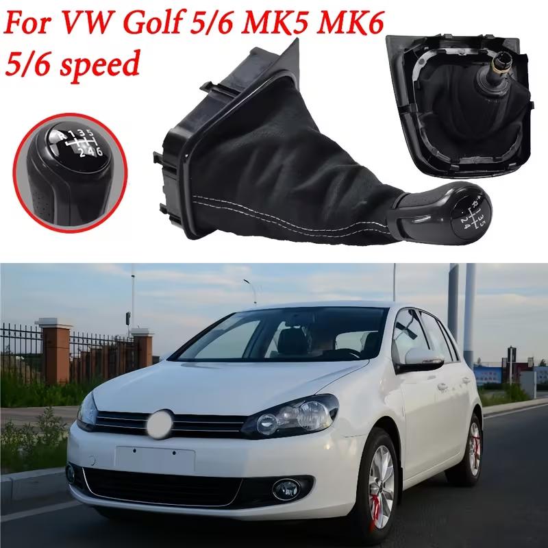 FOR Golf 5 MK5 FOR Golf 6 MK6 For Scirocco Gear Shift Knob with Leather Dust Boot Collar Case 5/6 Speed FOR Jetta 5 A5 MK5