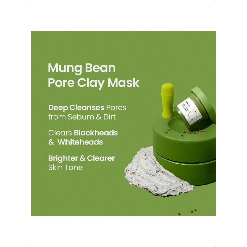 Beplain Mung Bean Pore Clay Mask 120ml | Bezzapachowa | Maska zmywalna do pielęgnacji zaskórników | Szybkie 3 minuty do delikatnego oczyszczenia