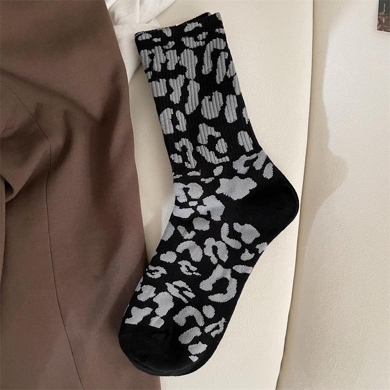 

Brown and Grey Leopard Print Women s Mid-Calf Scrunch Socks, Trendy and Sporty, Perfect for Pairing with Trainers. One Size