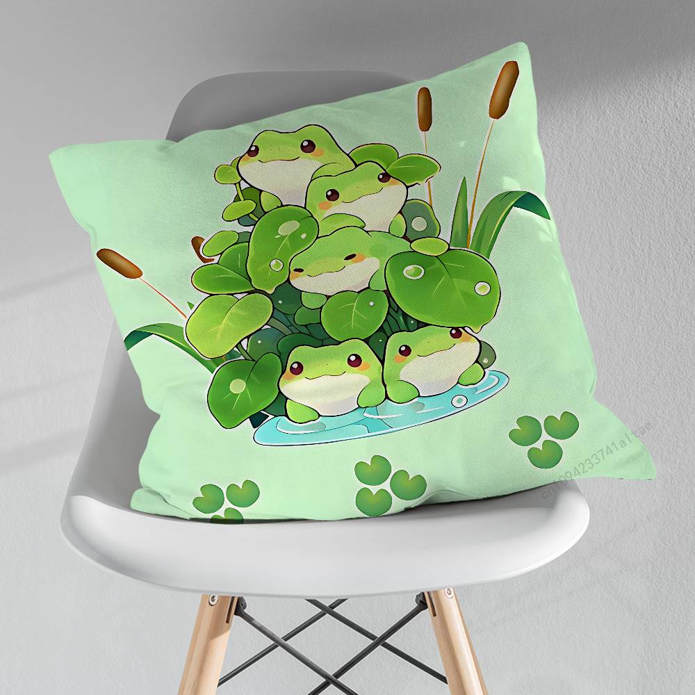 Cute Cartoon Art Frog Various Sizes Square Pillow Case For Car Home Bedchamber Decor Birthday Gift