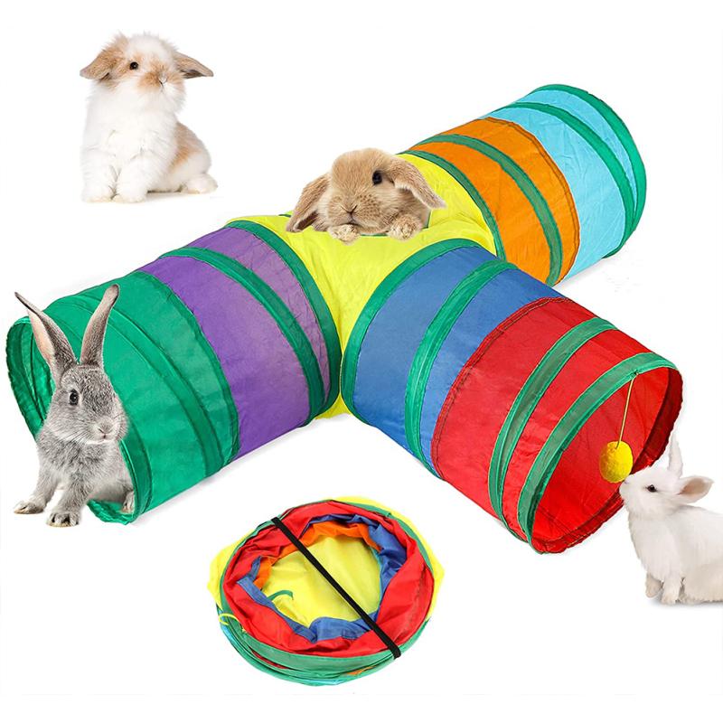 Cat Tunnels Tubes 190t Polyester Foldable Bunny Hideout Pet Tent Pet Supplies Small Animal Activity