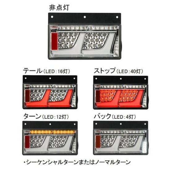 KOITO All LED Rear Combination Lamp 2 Sets Normal Turn Clear For Right Truck (Koito Seisakusho) Ver. LEDRCL-24R2C