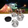Camping Cookware, Stainless Steel Kettle Kit, Portable Camping Pot, Frying Pan and Kettle, Outdoor Cooking Set for Camping