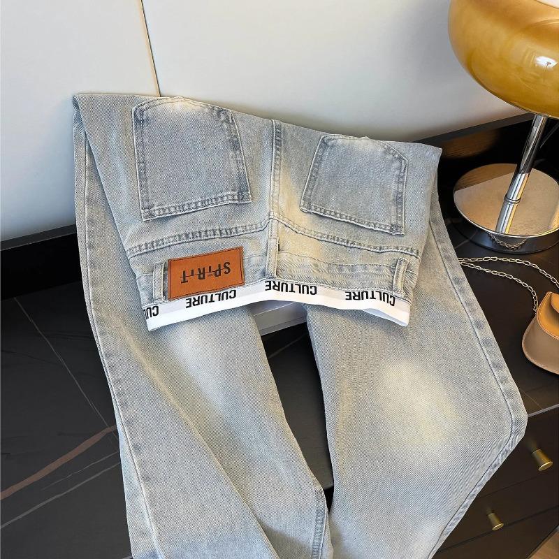 ROADVIBE American Vintage Ripped Patchwork Jeans for Women New Spring Fall Light Blue High Waist Slim Loose Wide Leg Denim Trousers Stree