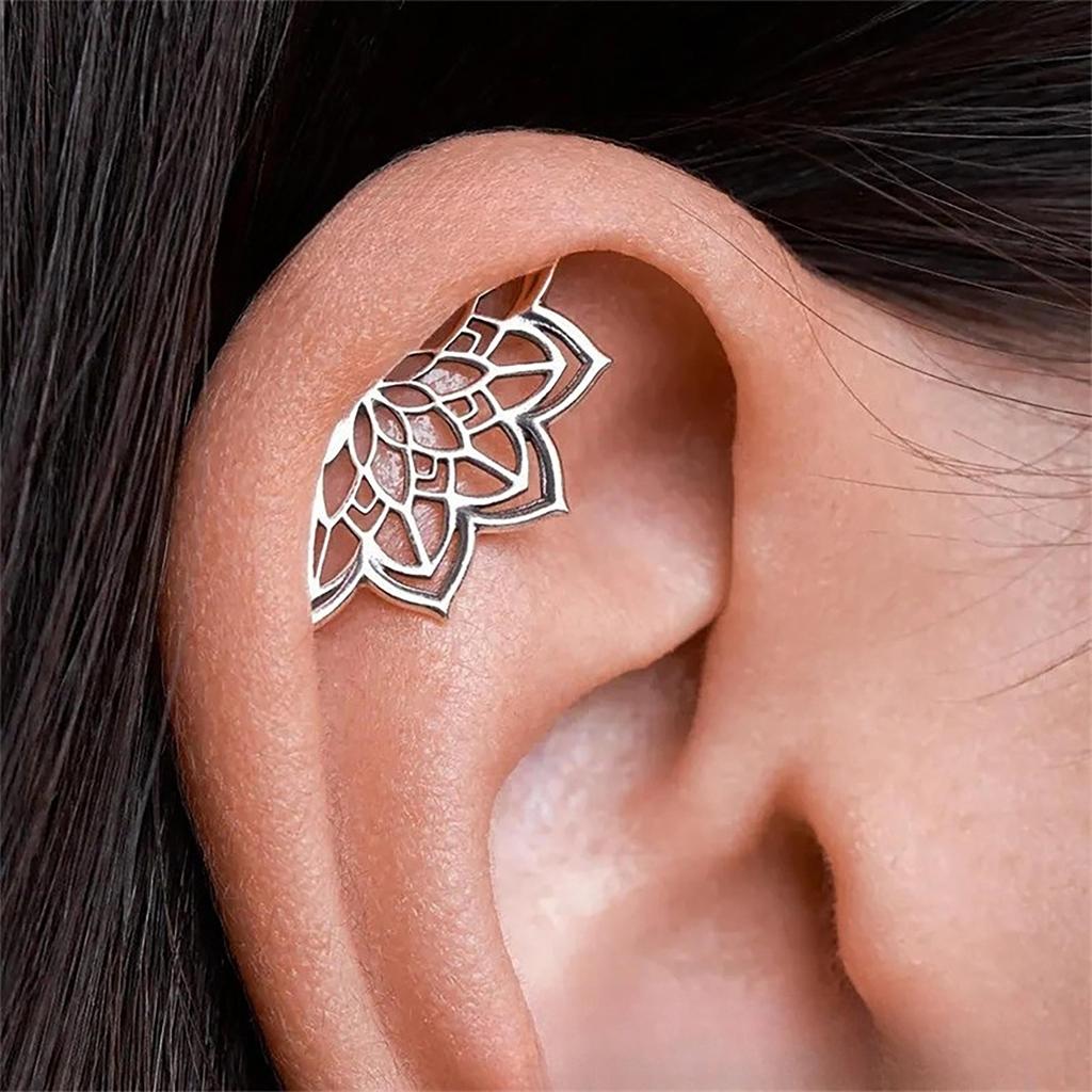 Creative Gothic Style Geometric Hollowed Crescent Moon Shaped Earrings