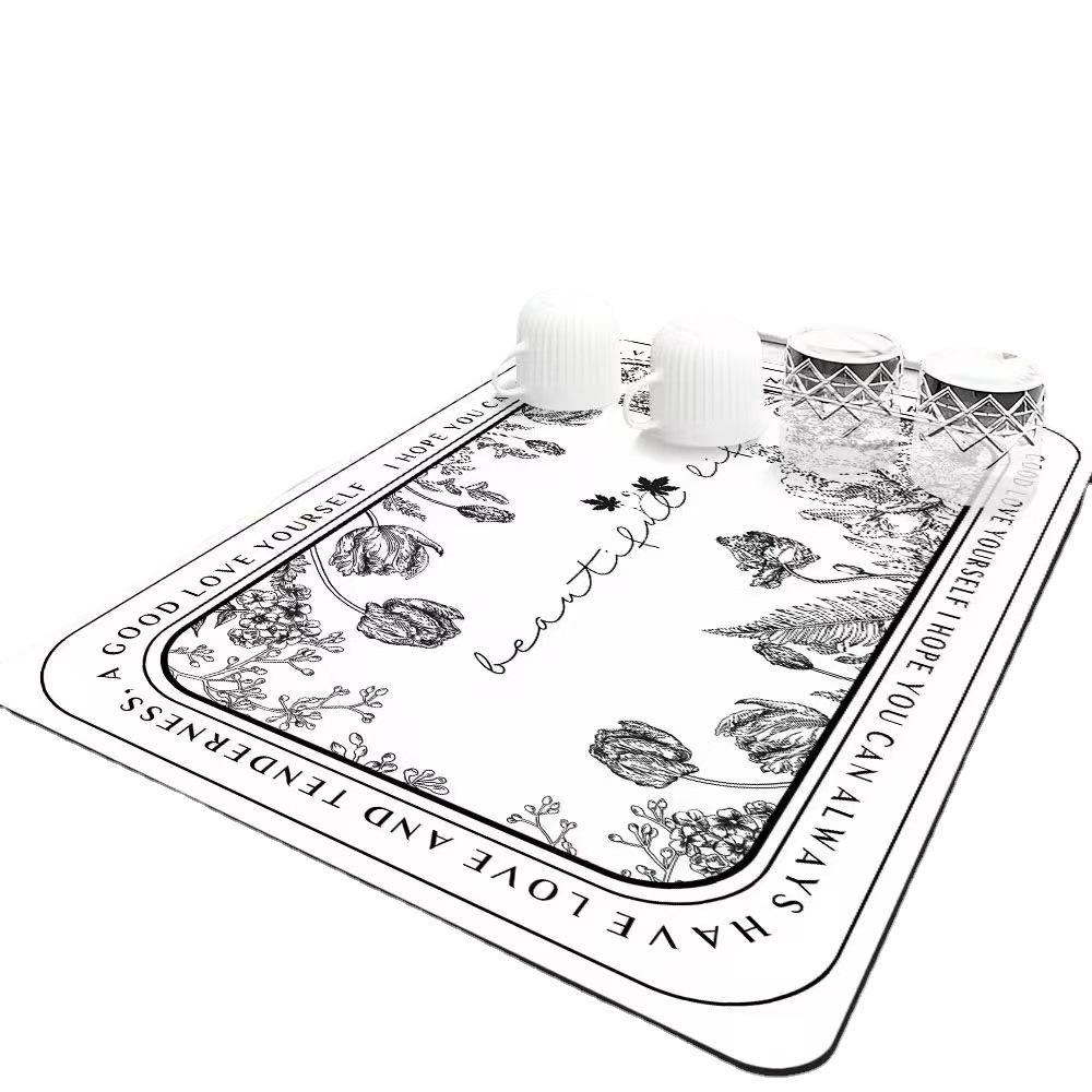 Nordic Light Luxury Kitchen Countertop Drain Mat Technology Cloth Bathroom Bathroom Absorbent Non-slip Quick Dry Mat