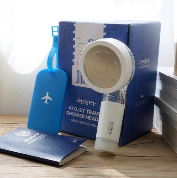 atojet Mini Filter Shower Head Travel Set – Lightweight 5-Step Filtration for Clean Water, Korean