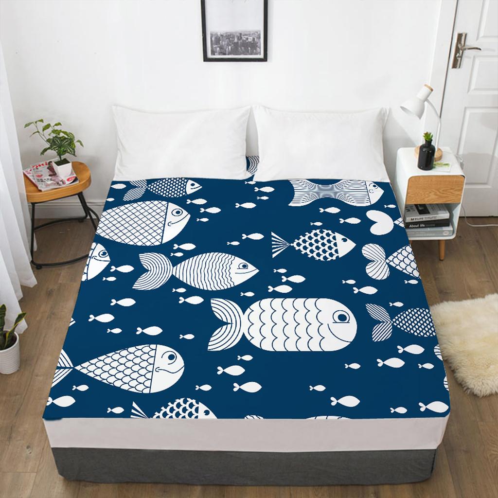 Fashion Fitted Sheet 3D Printed Pattern 3 Piece Set Bed Sheet Mattress Cover Elastic Band Bedding