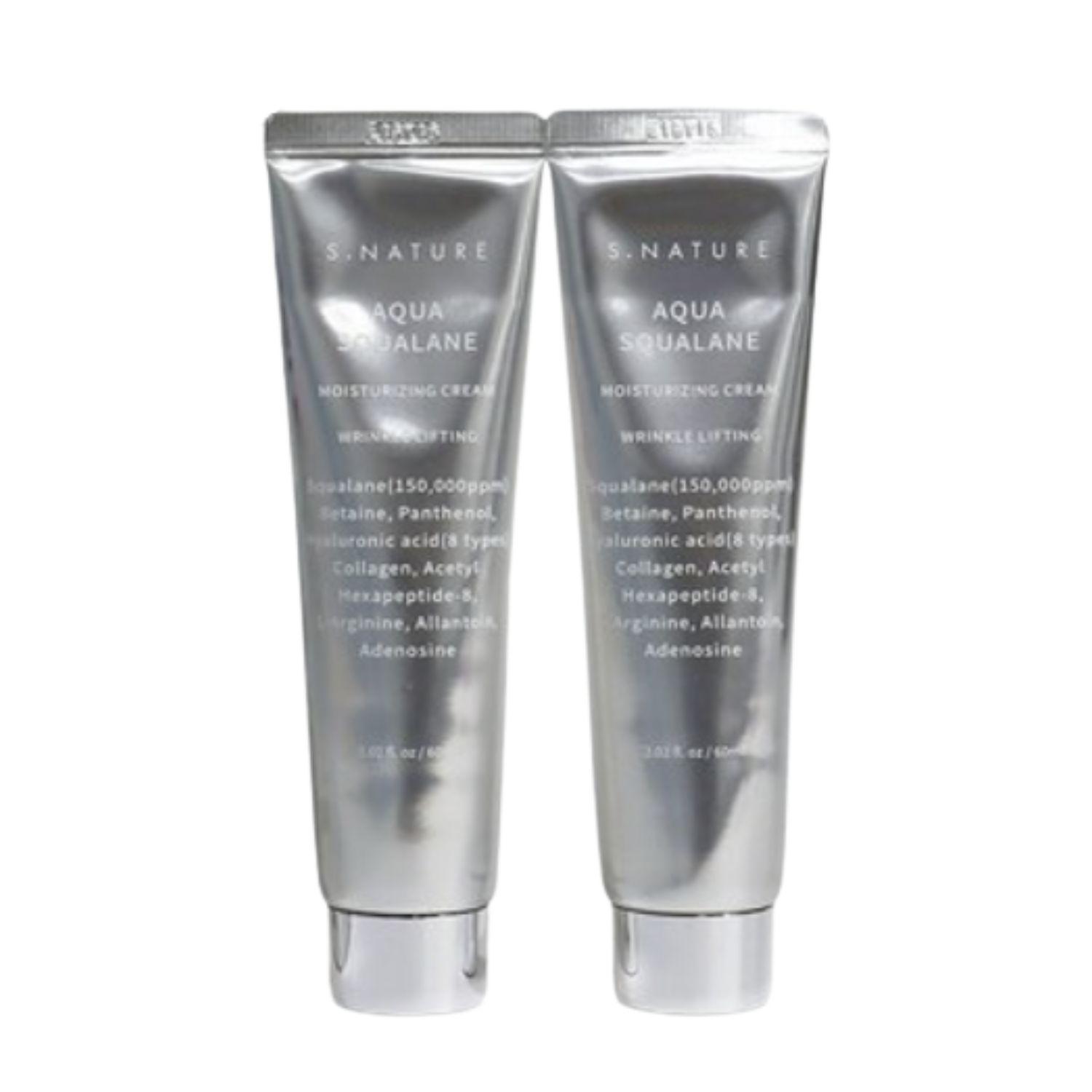 S-Nature Aqua Squalane Moisturizing Cream Deep Hydration & Skin Barrier Care 60ml x 2
