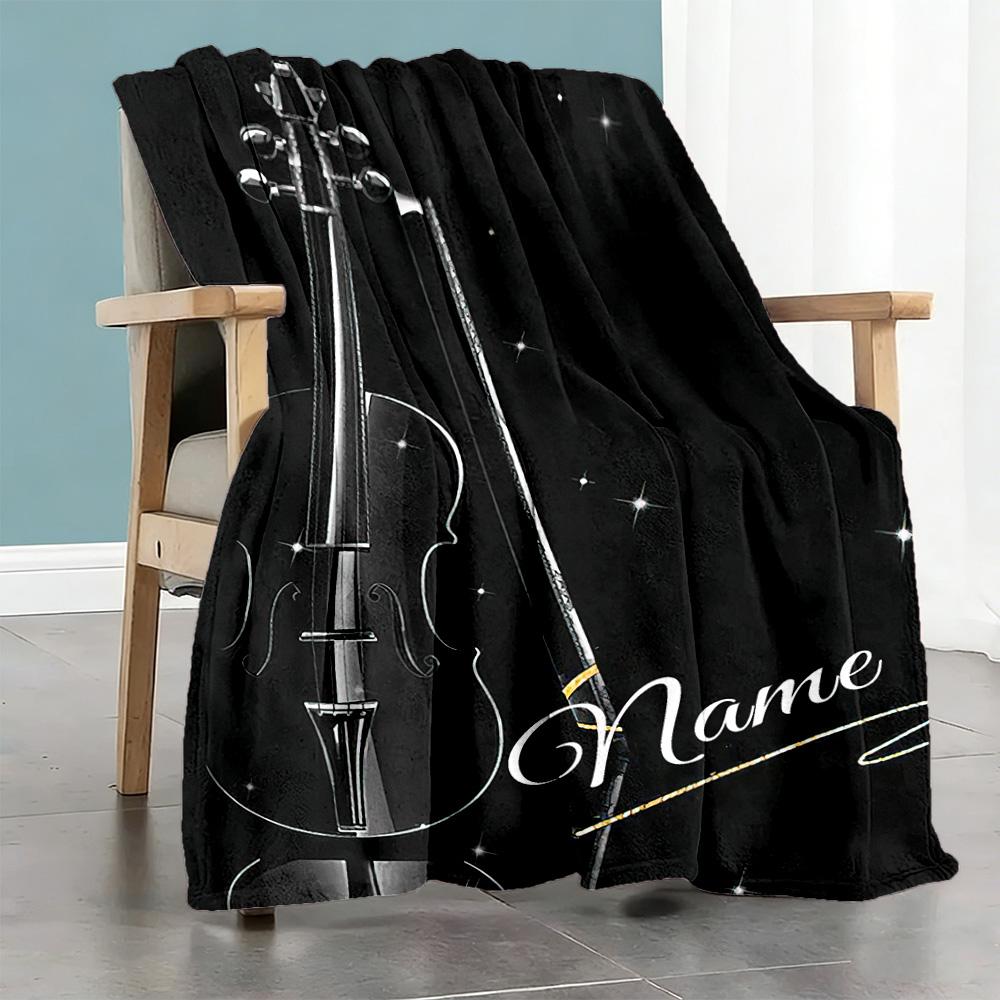 Violin3334 Personalized Name Blanket Multi-purpose Customizable Blanket Comfortable Great for Bed Sofa Chair Living Room All-Season Use