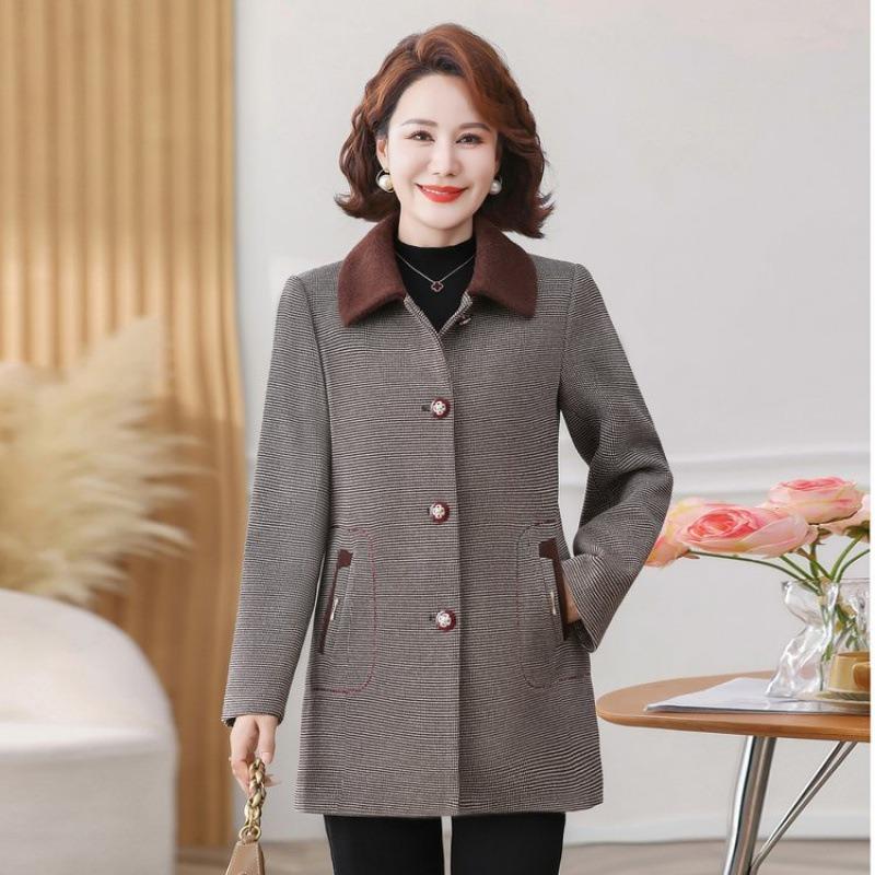 Autumn Woolen Coat Thickened High-end Women's Top Autumn and Winter Warm Woolen Coat