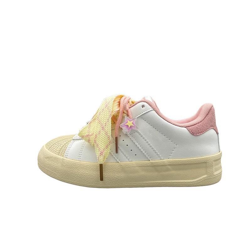 Kleine weiße Schuhe Damen neue Frühling und Herbst dicke Sohle Schuhe Shell-Zehe trendig vielseitig