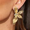 E11111 New Retro Three-dimensional Alloy Large Flower Earrings, European and American Light Luxury Heavy Industry Symmetrical Flower Stud Earrings